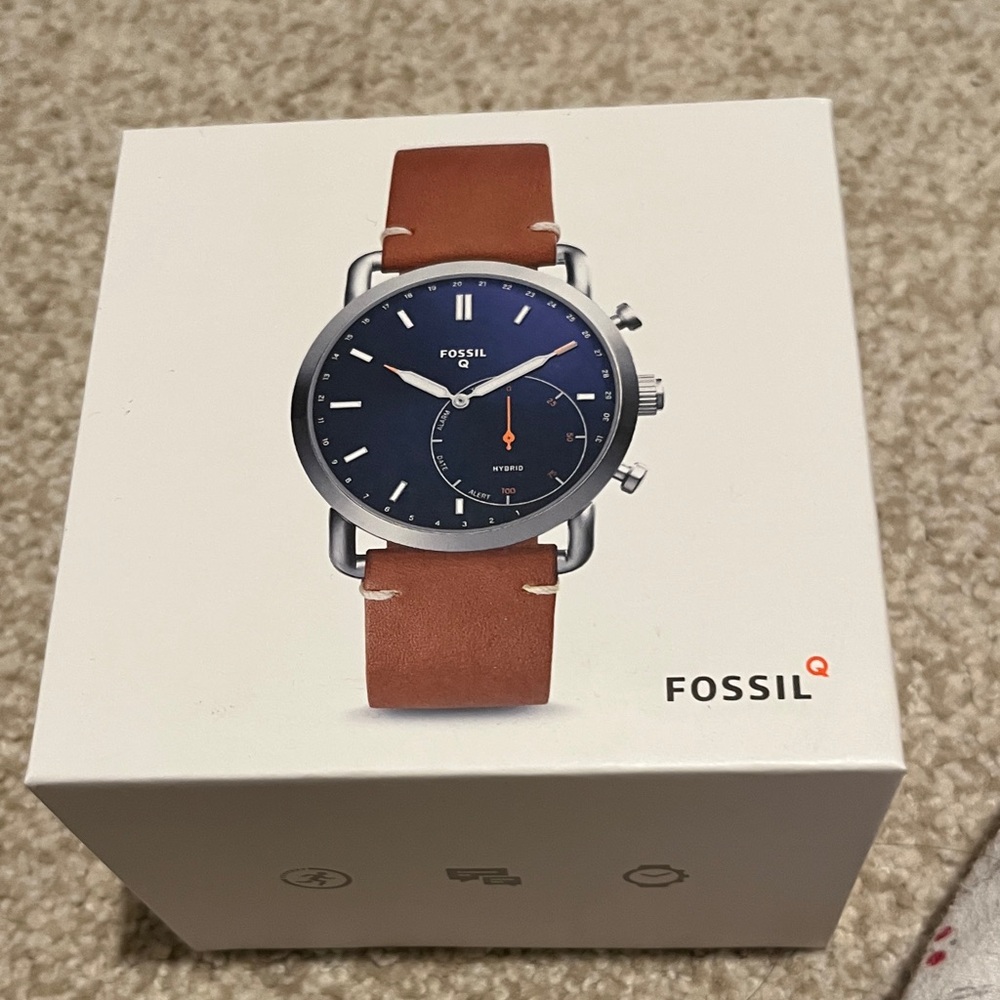 Fossil Q Navy Dial with Tan Leather Strap